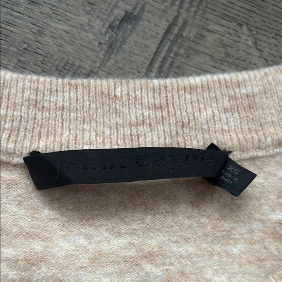 Jenni Kayne | Oversized merino wool and cashmere cream and tan knit sweater - Picture 7 of 10